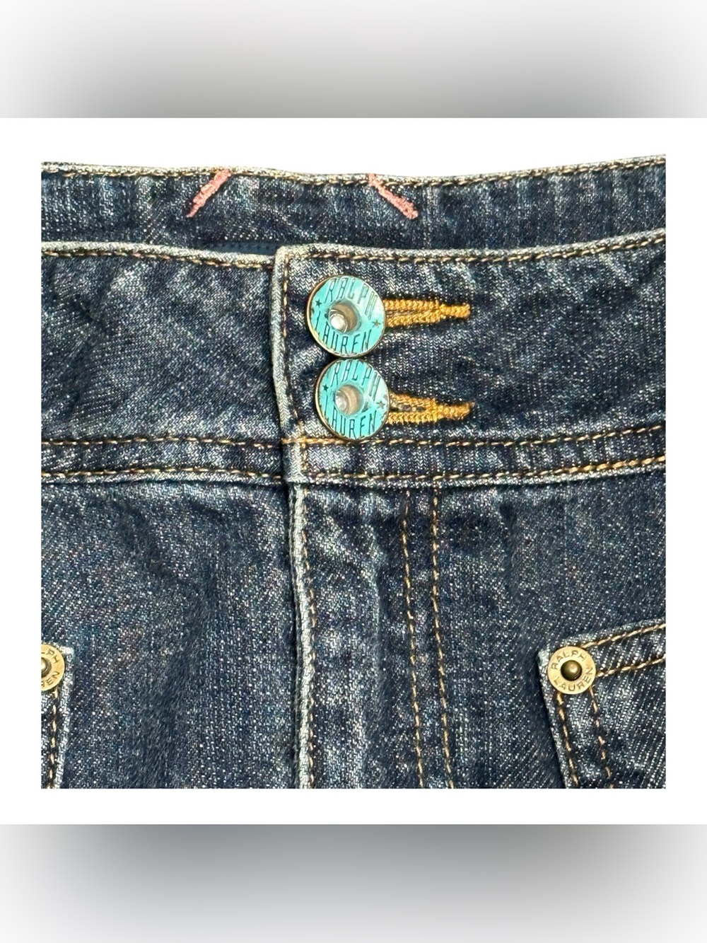 Ralph Lauren Euro Denim Skirt Mini Y2K Academia Preppy Pockets Streetwear